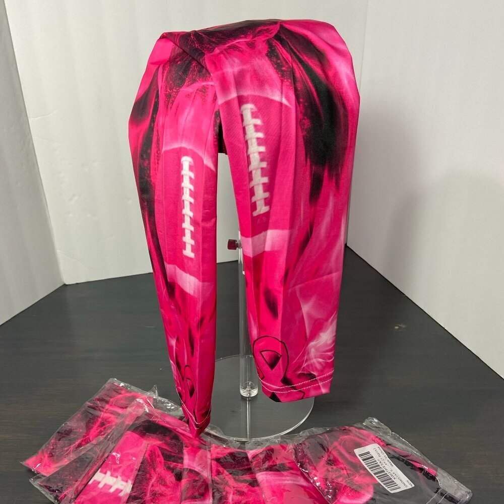Pink Football Breast Cancer Awareness Compression Arm Sleeve (9 pairs) – New